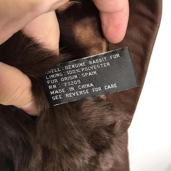 Marvin Richards Coat Womens XS Leather Rabbit Fur Lined Collar Chocolate Luxury - Picture 8 of 11